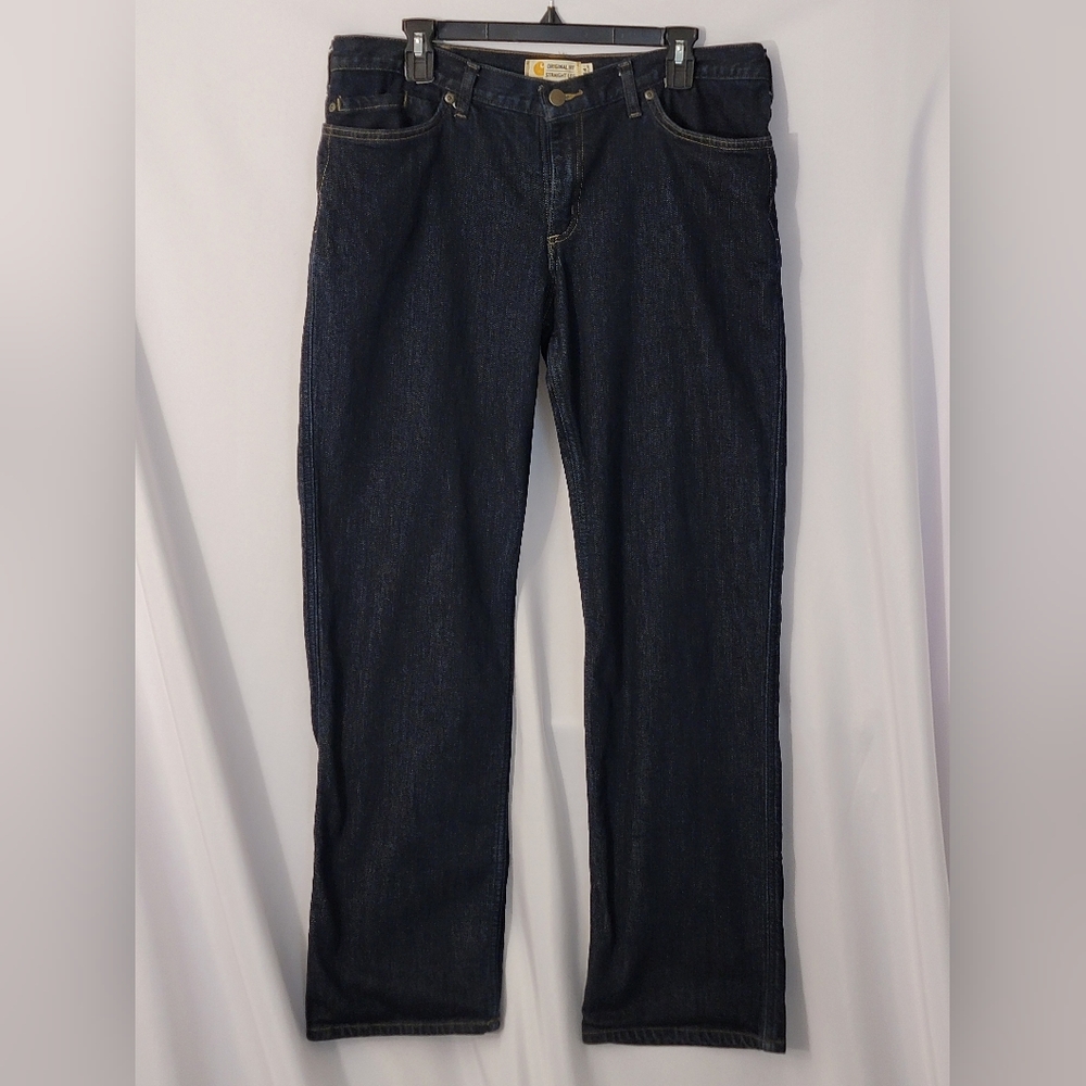 Carhartt Original Fit Straight Leg Flannel Lined Jeans Size 14R